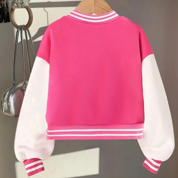 Chic Girls' Letter Print Varsity Jacket - Picture 2 of 2